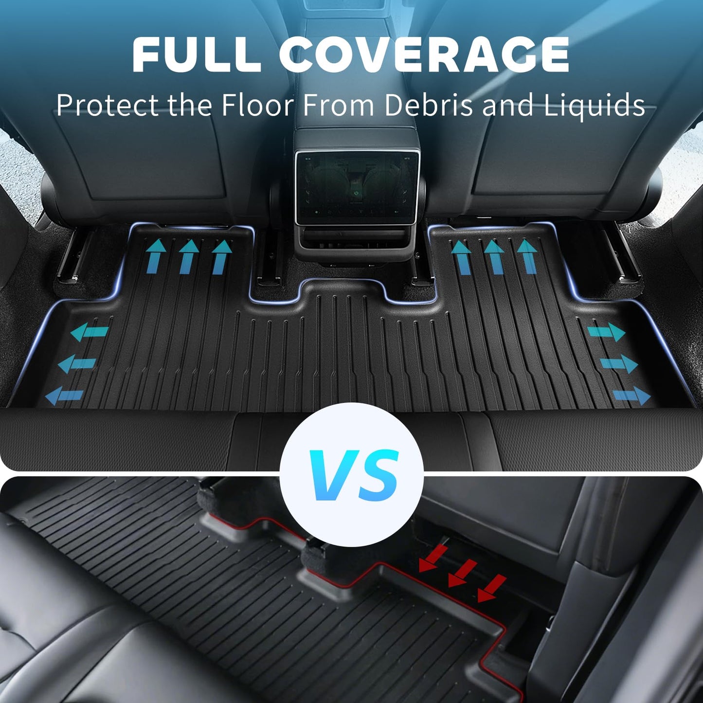 Maysoo 2025 2026 New Tesla Model Y Juniper Floor Mats Set Set of 6 Mats All Weather TPE Non-Slip Floor Liners and Front and Rear Trunk Liner (Only for Tesla Model Y Juniper)