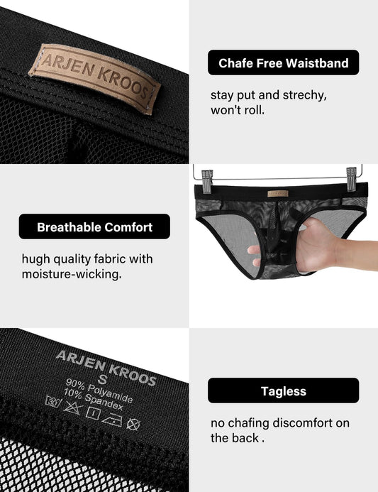 Arjen Kroos Men's Sexy Briefs Breathable Comfortable Mesh Underwear