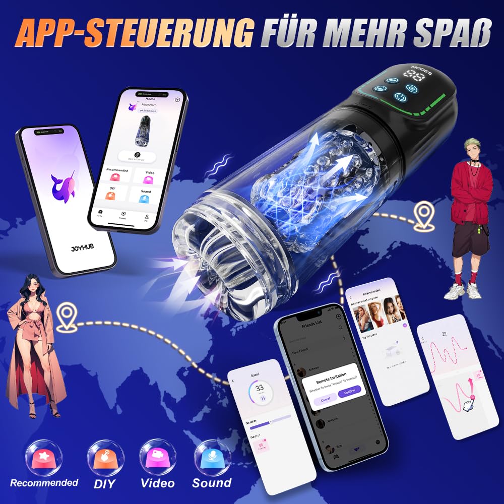 Elektrischer Masturbator Masturbieren für Männer 7 Teleskopfunktion & Rotierend & Saugen, Sex Spielzeug für die Männer Realistisch Zungenleck Blowjob, Taschenmuschi Masturbatoren Penis Pussy Sex Toys