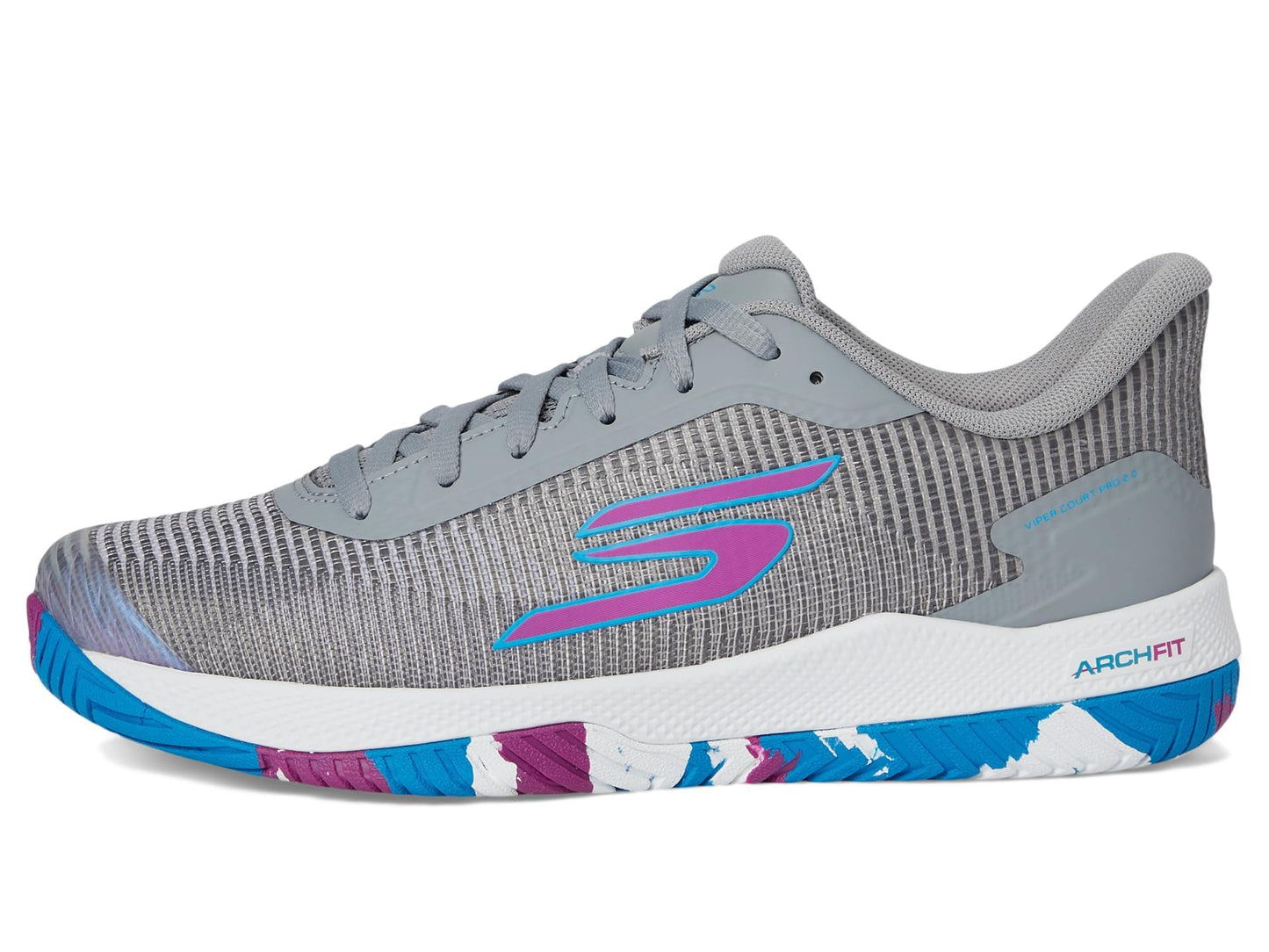 Skechers Women's Low-Top Sneakers, Grey Synthetic Textile Trim, 8.5