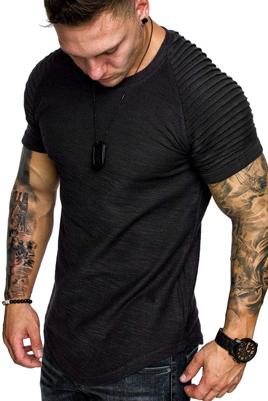 COOFANDY Mens Muscle Tops Lightweight Workout Short Sleeve T-Shirts Gym Sweat Tee Black XXXL