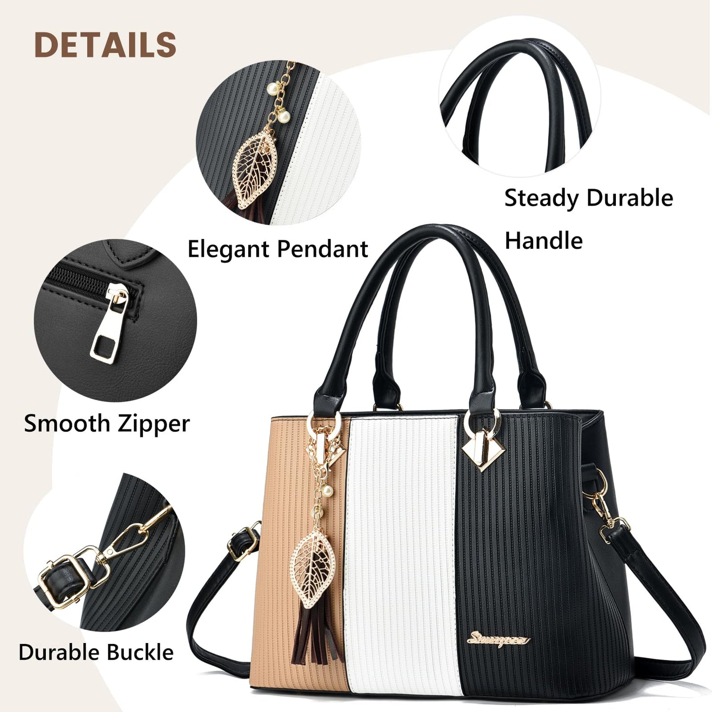 SiMYEER Purses and Handbags for Women Leather Tote Shoulder Bag Medium Satchel Purse Top Handle Bags for Ladies