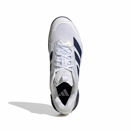 adidas Men's Adizero Ubersonic 5 Clay Tennis, White/Dark Blue/Silver Metallic, 11