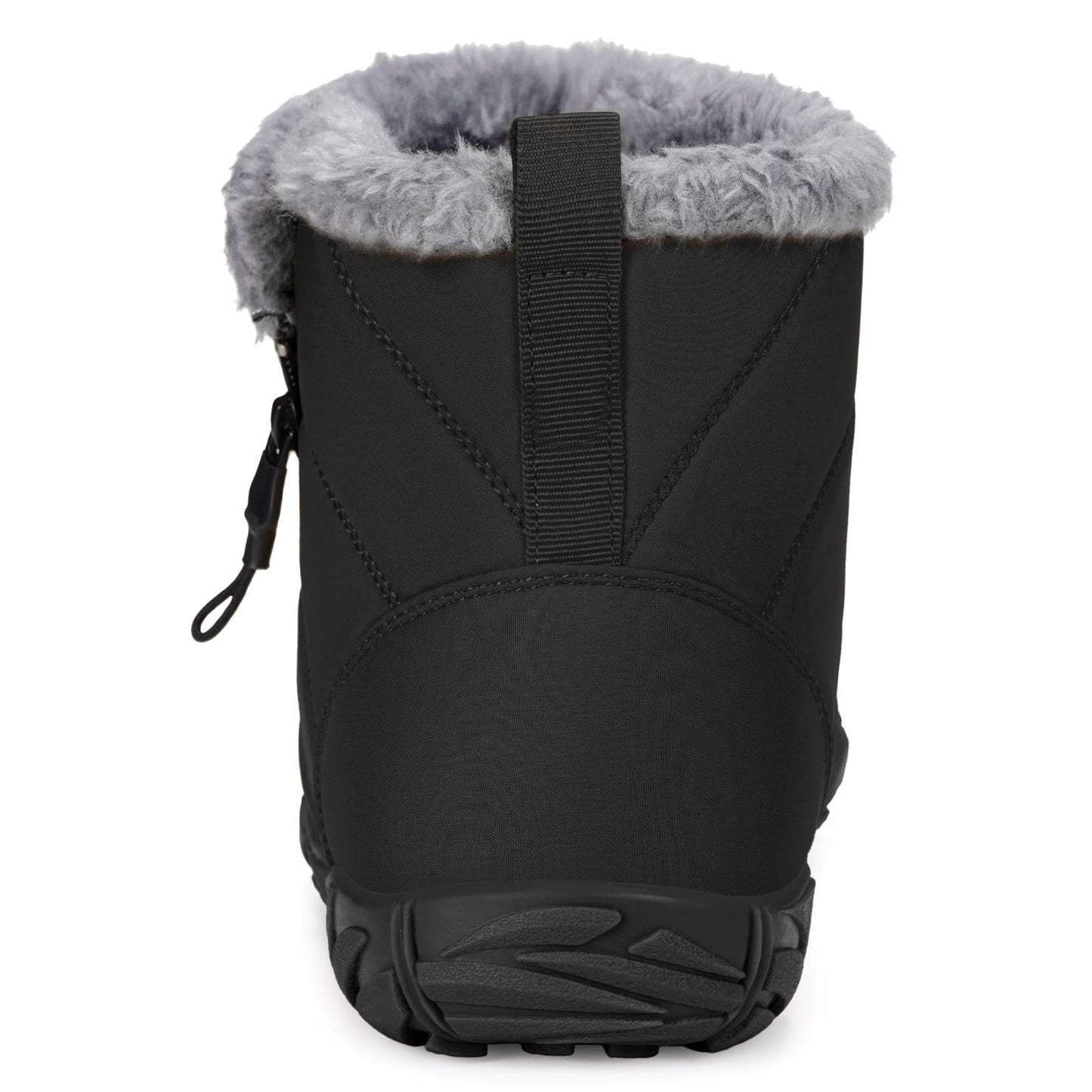 Womens Mens Barefoot Boots Shoes Winter Snow Boots Warm Ankle Booties Zero Drop Sole Wide Toe Box Fur Lined Outdoor Sneakers,47 Black