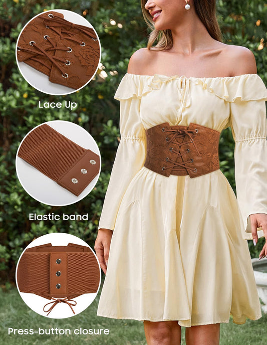 Scarlet Darkness Renaissance Pirate Corset Belt Lace Up Waist Cincher Belts