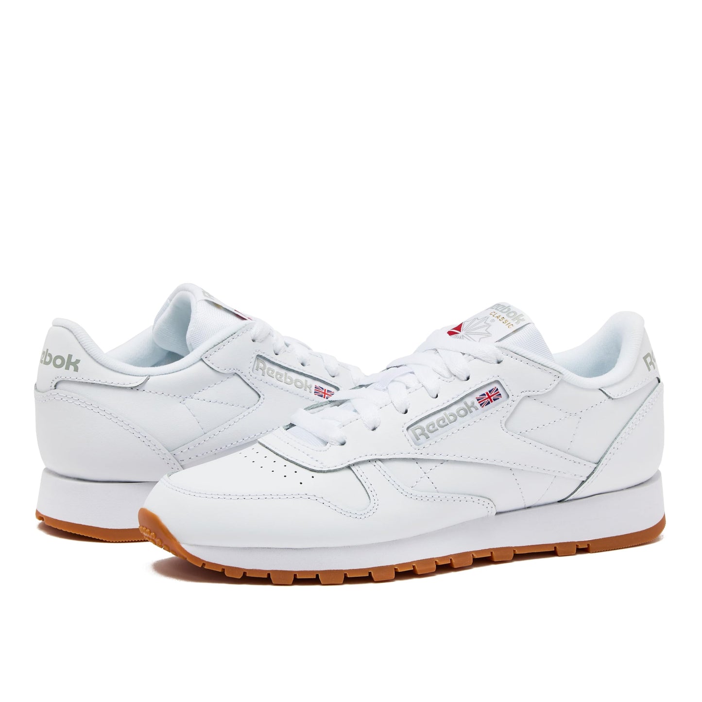 Reebok Classic Leather Sneakers for Women - Black or White Tennis Shoes Womens Size 5 to 12, Footwear White/Pure Grey3/Reebok Gum3, 8.5