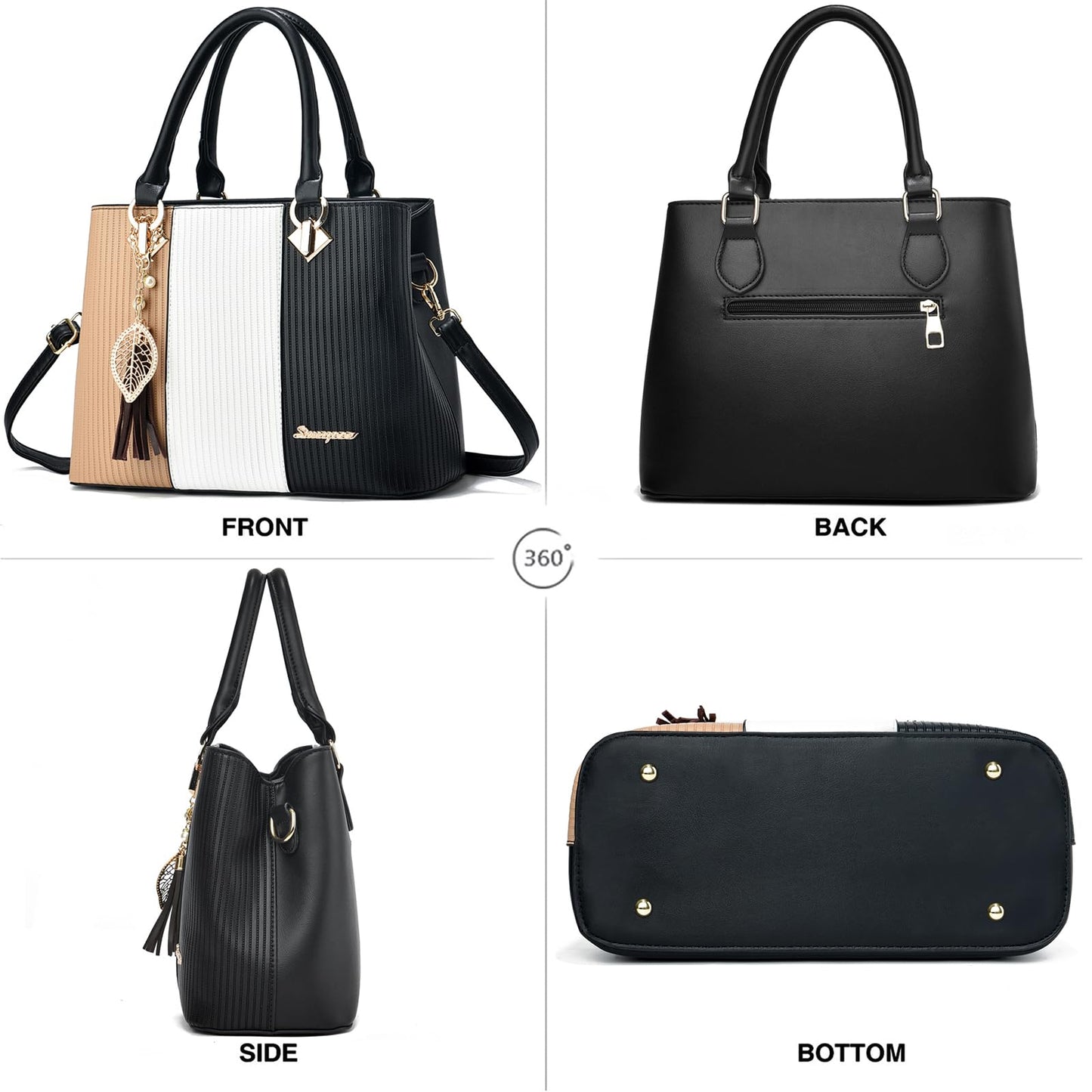 SiMYEER Purses and Handbags for Women Leather Tote Shoulder Bag Medium Satchel Purse Top Handle Bags for Ladies