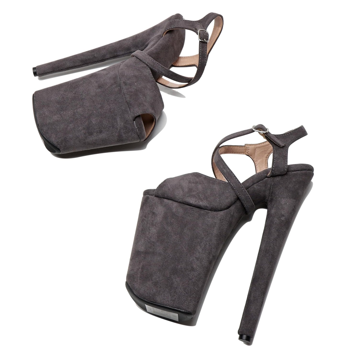 Women's 9 in Platform Heels Ankle-Strap Sexy, 23 CM Pole Dance High Heel Platform, Exotic Platform Pole Dancer Heels Shoes Stiletto 6 7 8 10 in US 10, Gray
