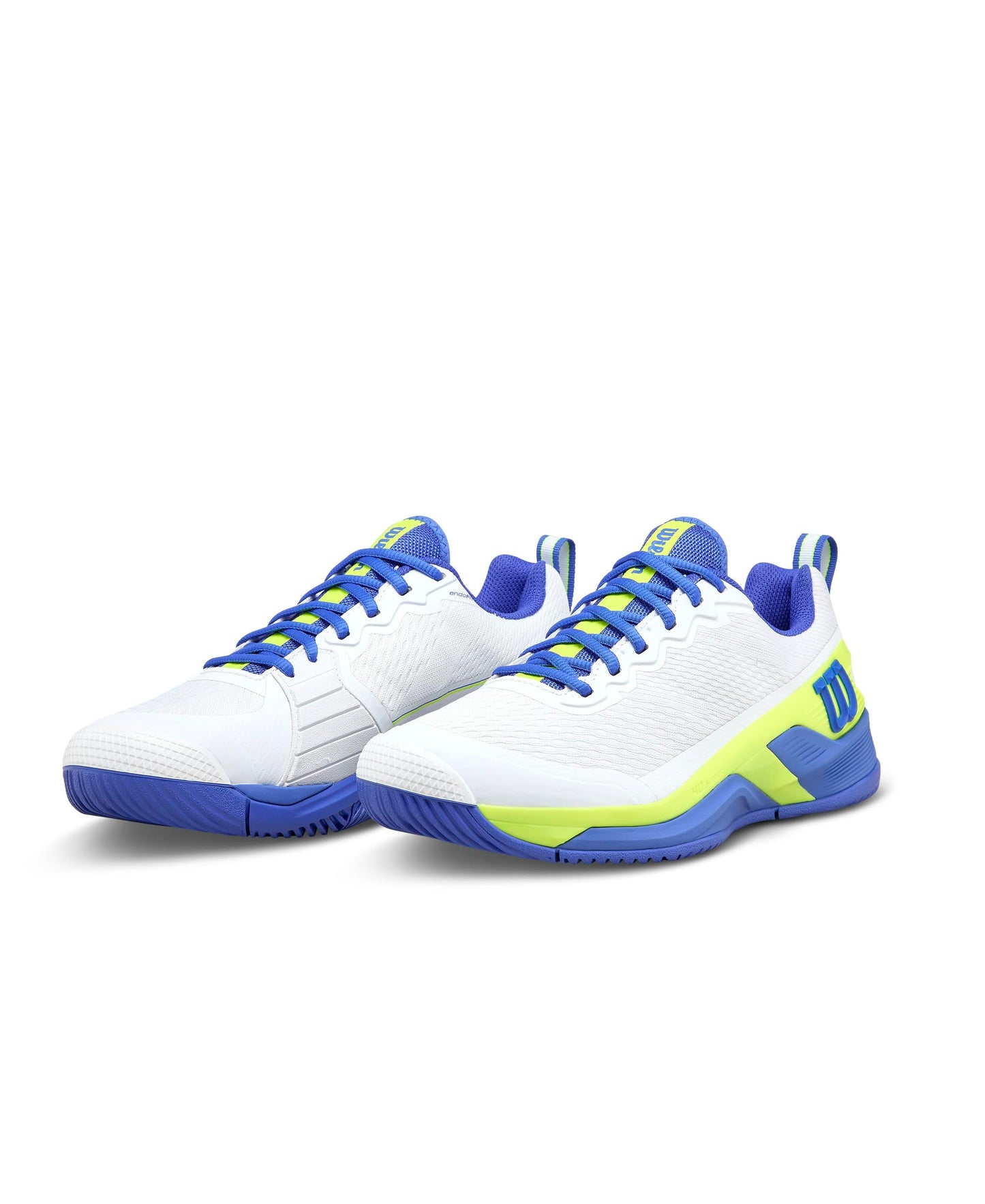 WILSON Rush Pro 4.5 Men's Tennis Shoes, White/Amparo Blue/Safety Yellow, 11