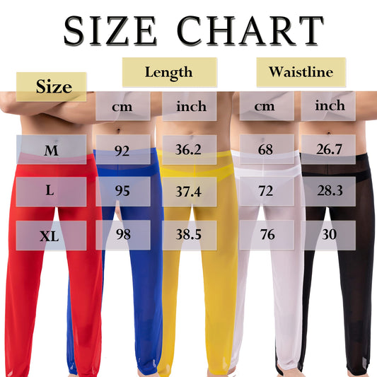 WINTOFW Men's Mesh See Through Pajama Bottoms Sheer Long Pants Sleep Lounge Nightwear Homewear Bottoms
