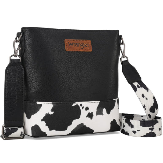 Wrangler Crossbody Purse Cow Print Cross Body Bag Womens Shoulder Bag Medium Handbag Messenger Bag WG20-83601BK