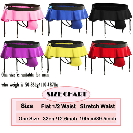 WINTOFW Sissy Pouch Panties for Men Crossdressers Men's Lingerie Skirt G-String Thongs Underwear Briefs with Garters