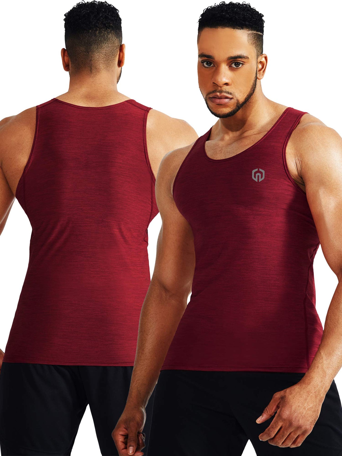 NELEUS Men's 3 Pack Compression Tank Top Tight Muscle Shirts,5074,Light Green/Slate Gray/Red,US S,EU M
