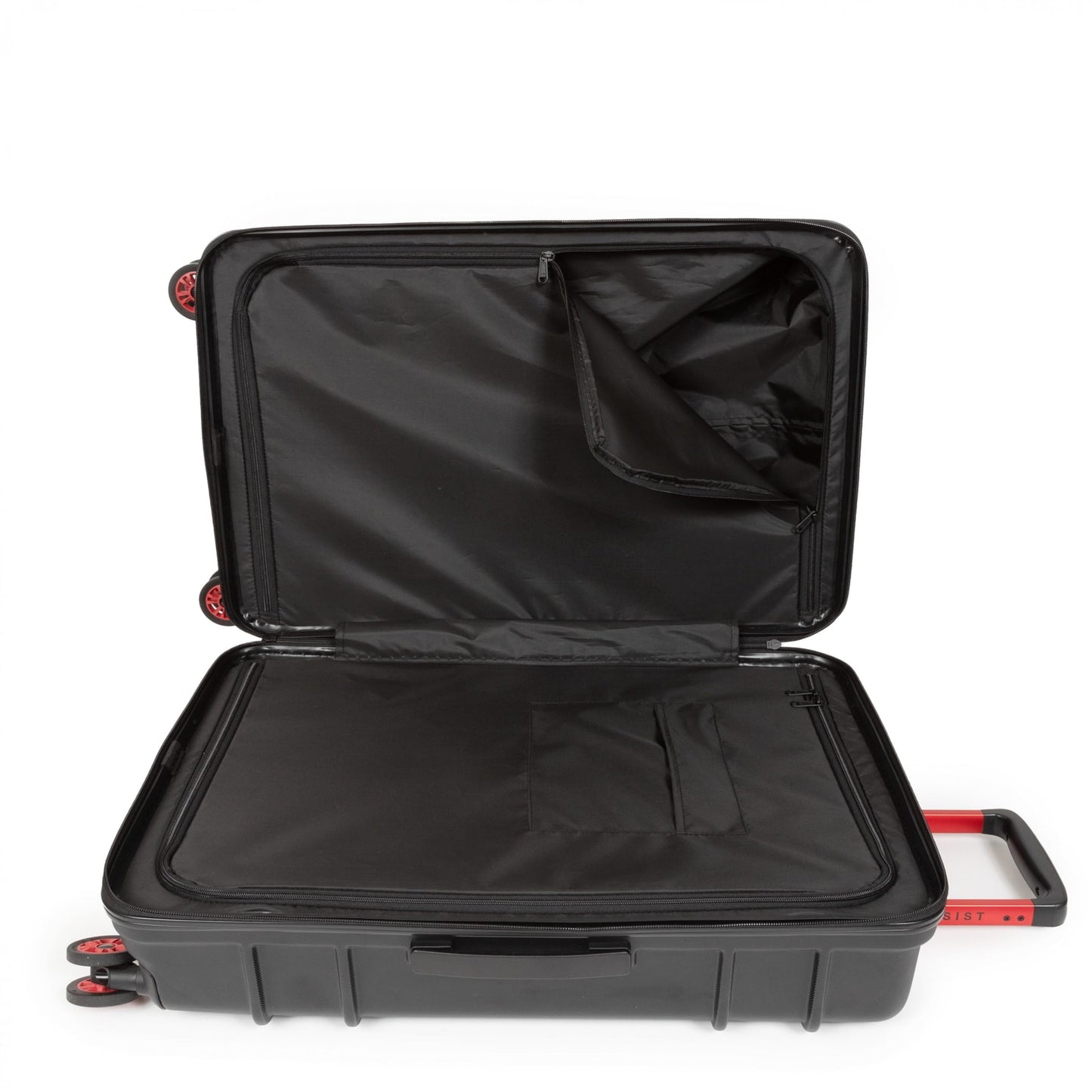 EASTPAK Resist'R Zip L – 90L Hardshell Suitcase with Dual Compartments, TSA Lock, Silent 360° Spinner Wheels & Water-Resistant Design, Black