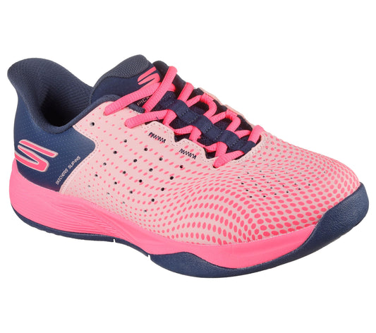 Skechers Women's Viper Court Reload Hands Free Slip-Ins Sneaker, Pink/Gray, 5.5