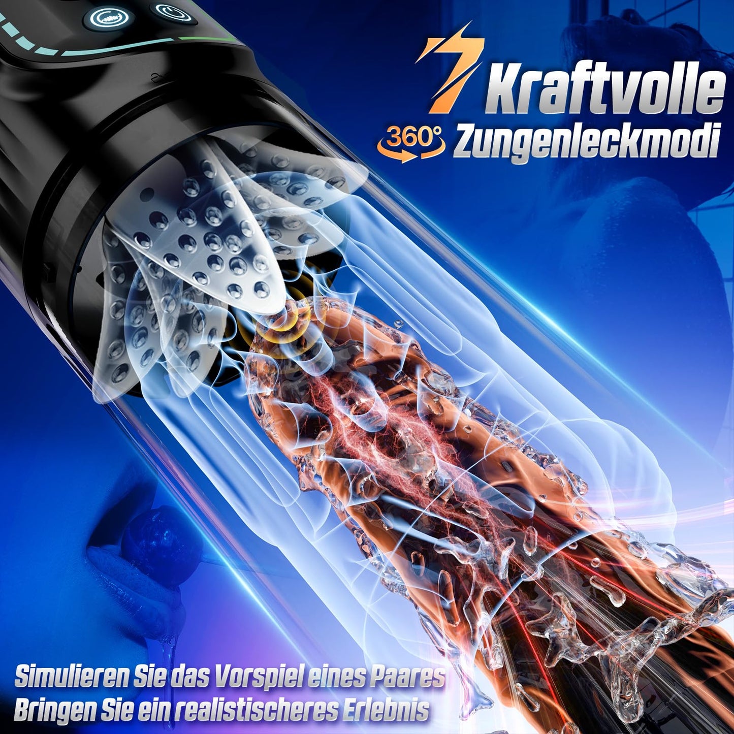Elektrischer Masturbator Masturbieren für Männer 7 Teleskopfunktion & Rotierend & Saugen, Sex Spielzeug für die Männer Realistisch Zungenleck Blowjob, Taschenmuschi Masturbatoren Penis Pussy Sex Toys