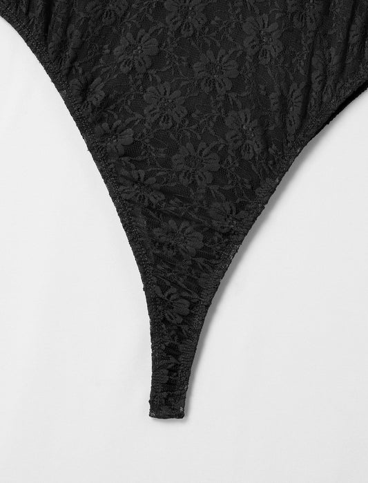 ABAFIP Men's Lace Bodysuit High Cut One Piece Leotard Sleeveless Racerback Sheer Lingerie Undershirts Top Black Large