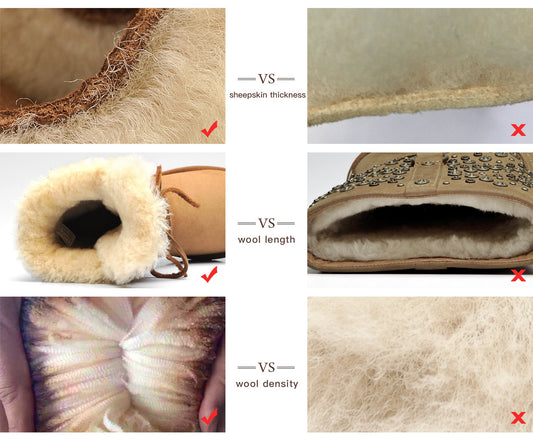 AU&MU AUMU Women Sheepskin Fur Wooden Bead String Stylish Knee High Winter Snow Boots Chestnut Size 9