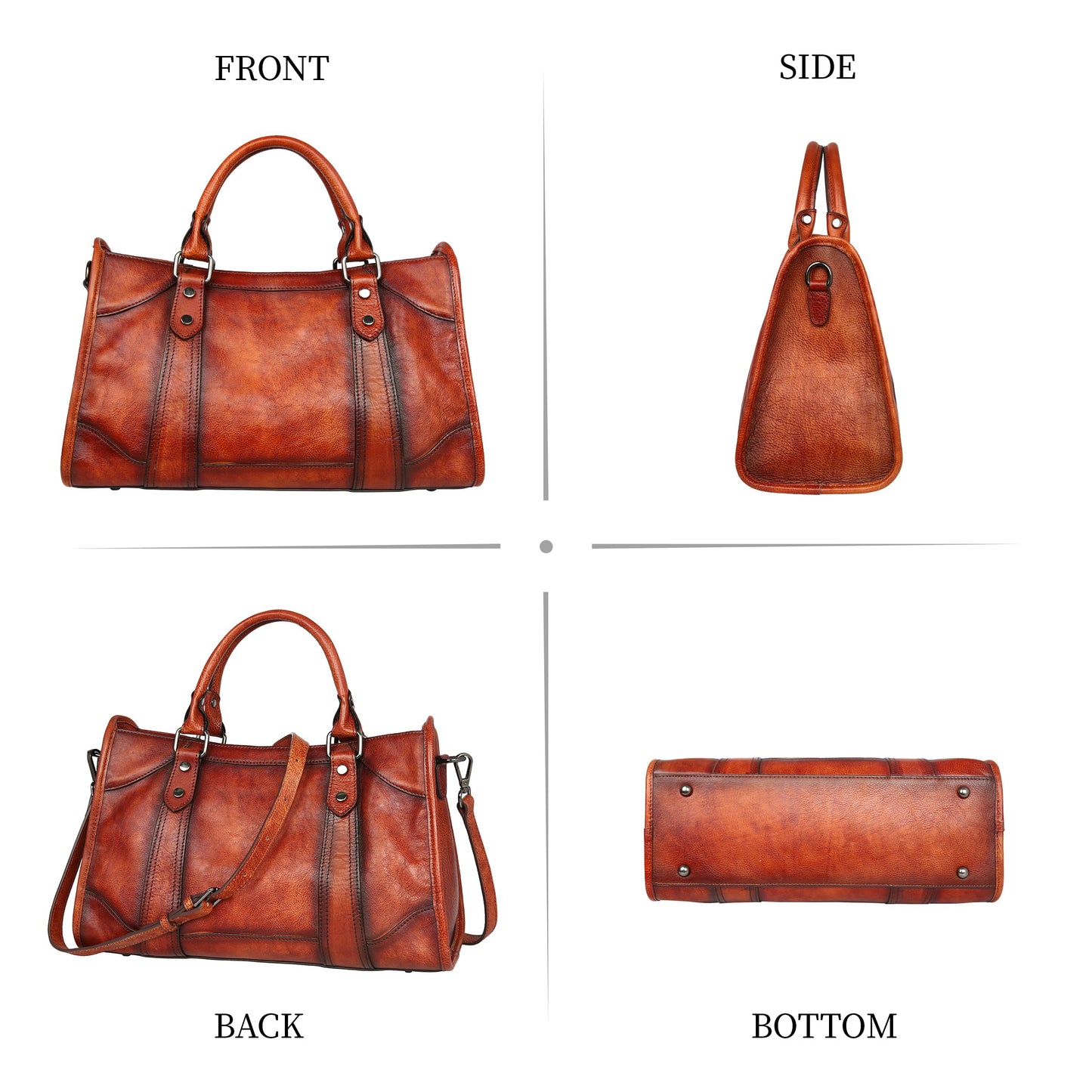 Iswee Brown Purses for Women Satchel Handbags Shoulder Bag Leather Tote Bag Large Crossbody Bag Hobo Ladies Vintage Purse (Dark Brown)