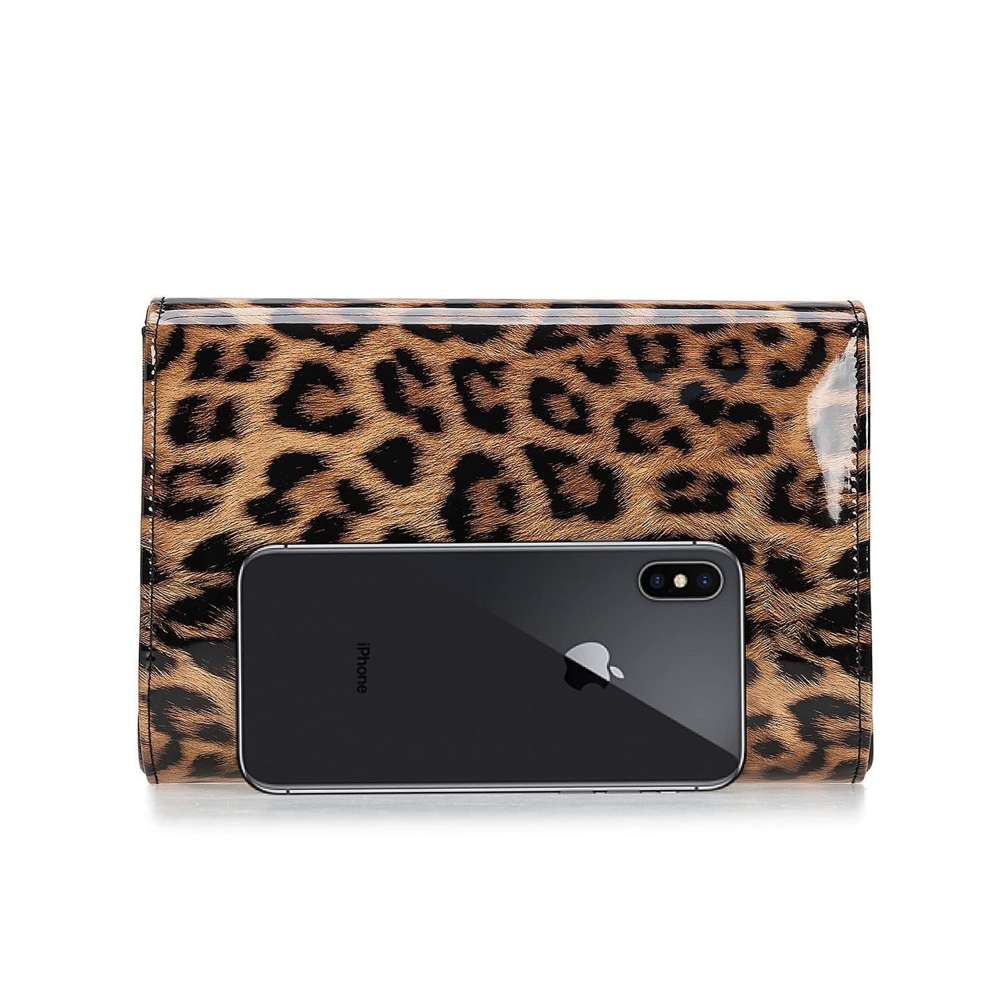 CHARMING TAILOR Patent Leather Flap Clutch for Women Classic Elegant Evening Bag Chic Dress Purse (Leopard)