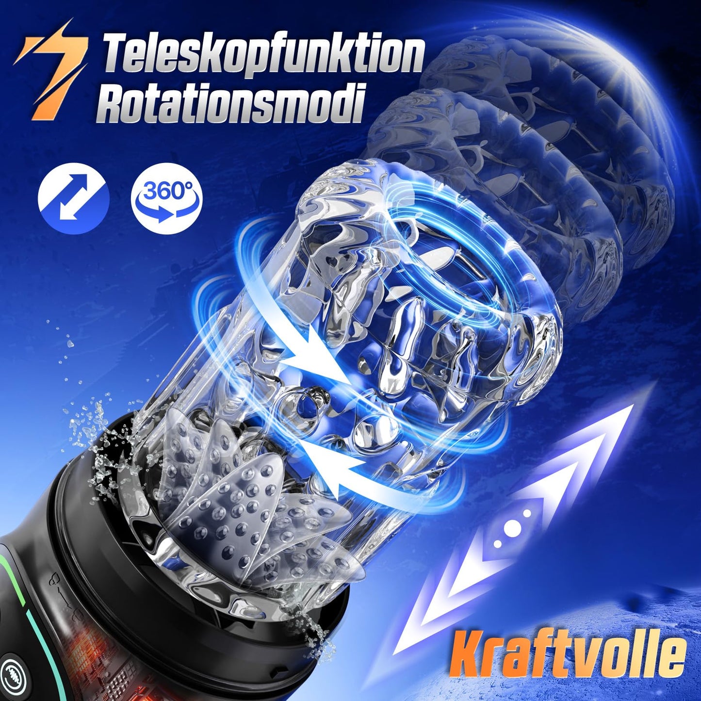 Elektrischer Masturbator Masturbieren für Männer 7 Teleskopfunktion & Rotierend & Saugen, Sex Spielzeug für die Männer Realistisch Zungenleck Blowjob, Taschenmuschi Masturbatoren Penis Pussy Sex Toys