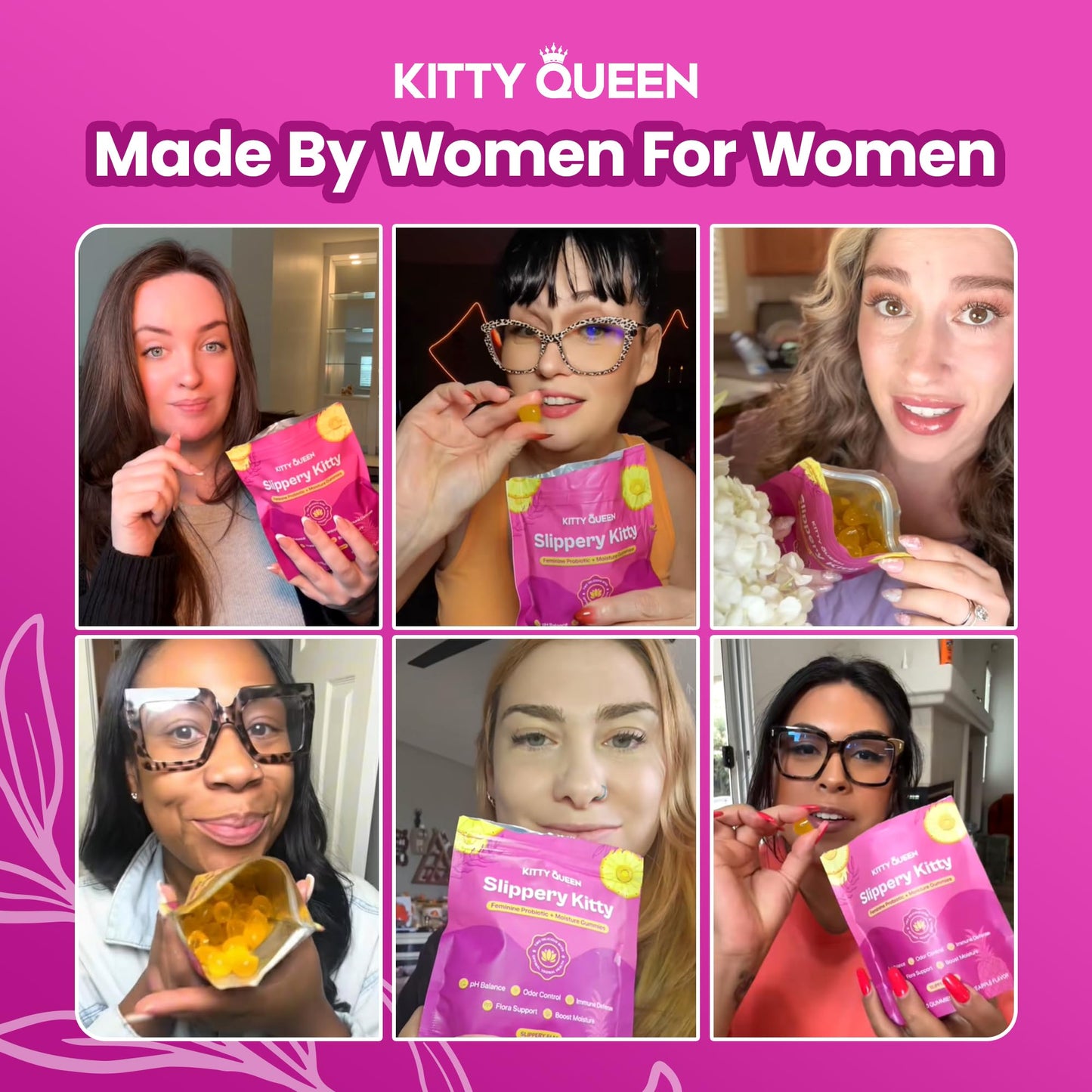 KITTYQUEEN Slippery Kitty Vaginal Probiotic and Moisture Gummies, 60 Count