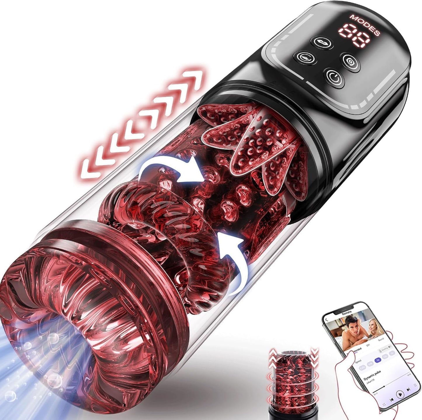 Masturbieren für Männer Masturbator Zungenleck 12s Penispumpe, Sex Spielzeug für die Männer 7 Saugen Rotierend Teleskopfunktion Taschenmuschi, Masturbatoren Vergrößerer APP Control Sex Toys