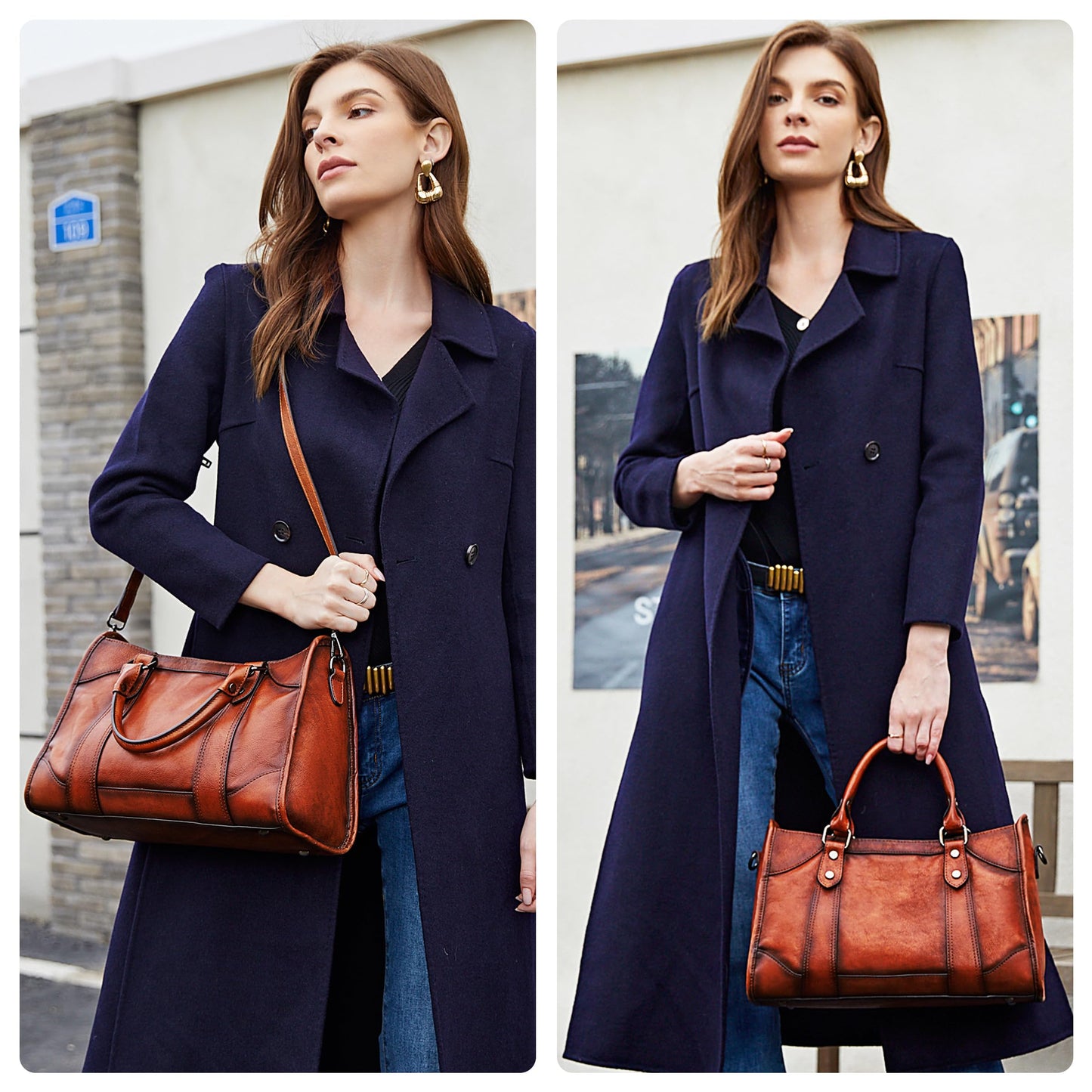 Iswee Brown Purses for Women Satchel Handbags Shoulder Bag Leather Tote Bag Large Crossbody Bag Hobo Ladies Vintage Purse (Dark Brown)