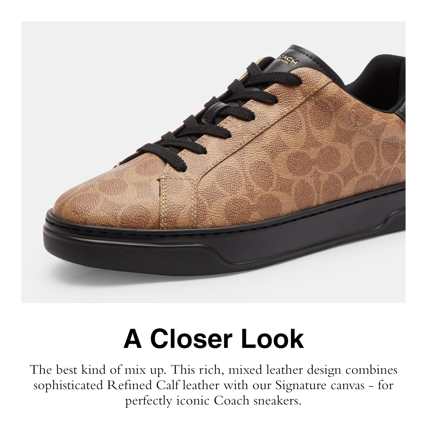 COACH High Line Signature Low Top Khaki/Black 7 D