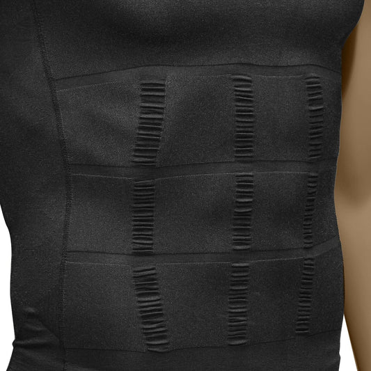 Odoland 3 Packs Men's Body Shaper Base Layer Shirt, Tummy Waist Shirt, Compression Base Layer Muscle Shape wear for Men, Grey/Black/White, M