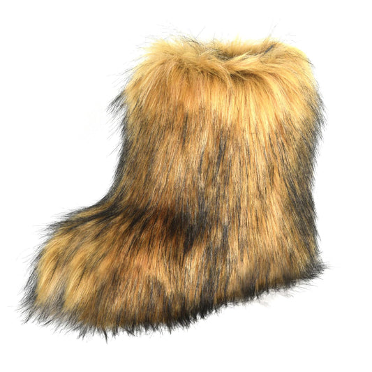 qenqenr Fashion Fur Boots,Flat Heel Comfy Plush Warm Snow Booties,2025 Winter Outdoors Furry Boots,Mid-Calf Faux fur Boot for Women