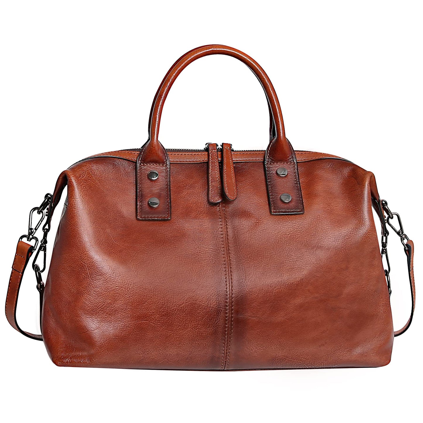 Iswee Satchel Bags Retro Leather Purses for Women Handbags Shoulder Bags Luxury Tote Hobo Cross Body Work Doctor Bag Pocketbooks (Brown)