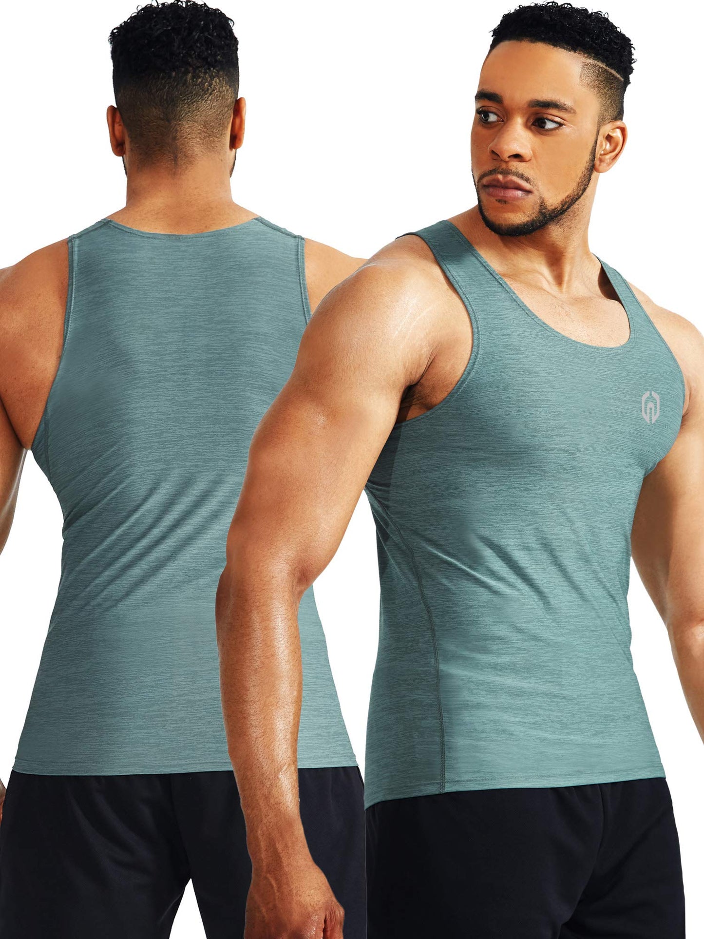 NELEUS Men's 3 Pack Compression Tank Top Tight Muscle Shirts,5074,Light Green/Slate Gray/Red,US S,EU M