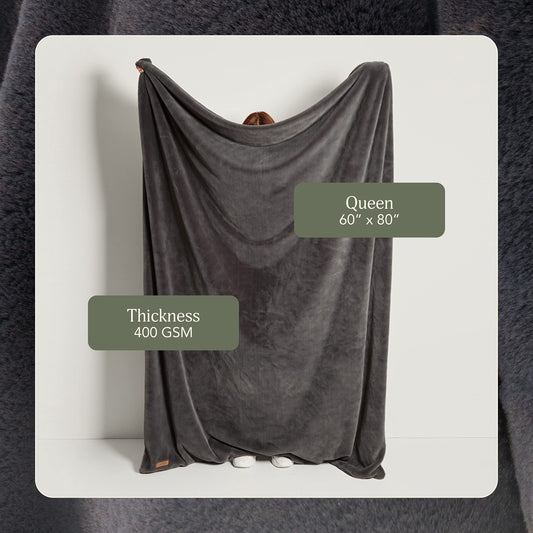 UnHide Lil’ Marsh Faux Fur Blanket - Lightweight, Soft Throw Blanket - Machine Washable - Ideal for Bed, Couch, or Reading Chair- Medium (60" x 80") Charcoal Charlie