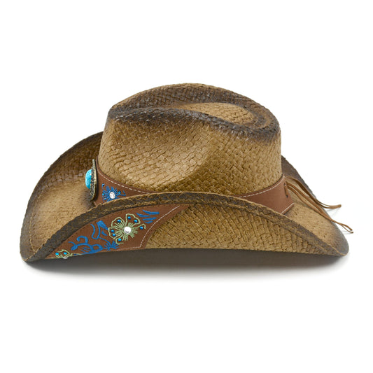 FLUFFY SENSE. Cowboy Hats for Women and Men Straw Western Hat Embroidered Cowboy Hat for Cowboys and Cowgirls (US, Alpha, Medium, Large, Brown)
