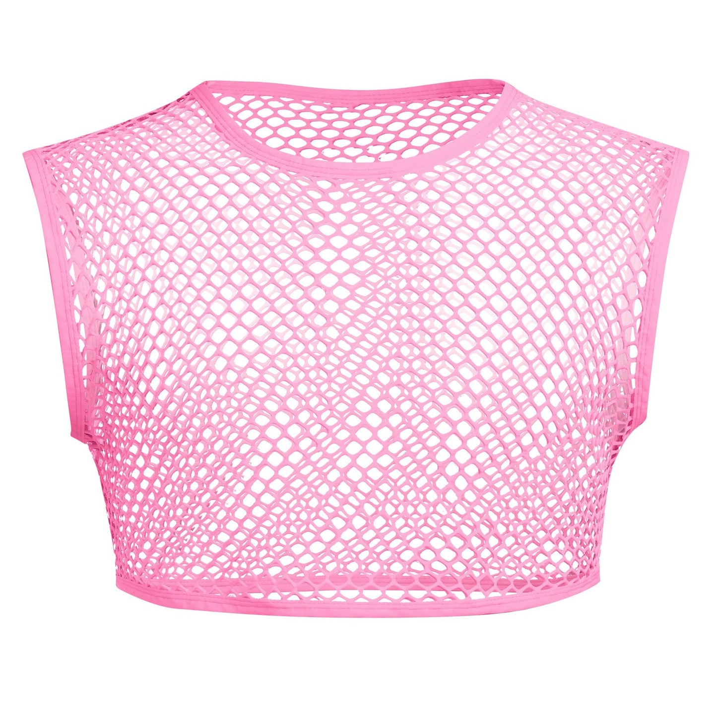 ABAFIP Men's Fishnet Crop Tank Top Sleeveless Mesh Tank Tops Sheer Fishnet Rave Top Muscle Shirts Summer Half Undershirts Pink XX-Large