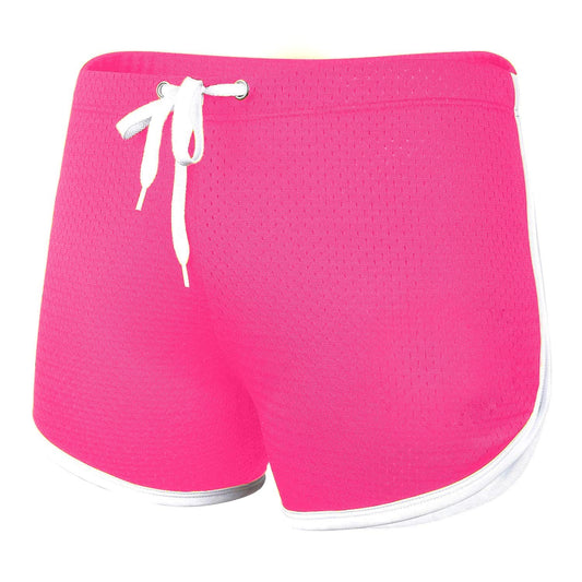 Ouber Men's Fitted Shorts Bodybuilding Workout Gym Running Tight Lifting Shorts (Pink, Medium)