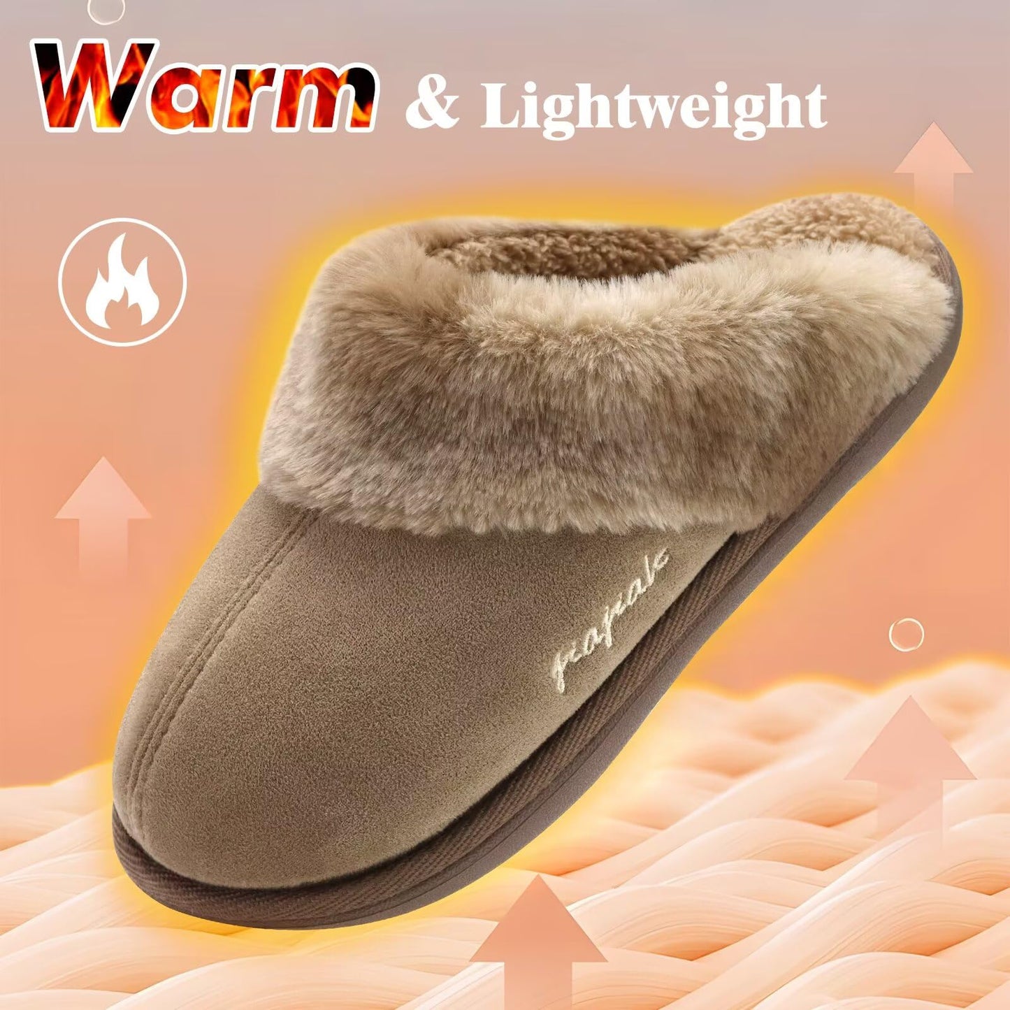 jiajiale Womens Memory Foam Slippers Fuzzy Outdoor House Shoes Brown 8.5