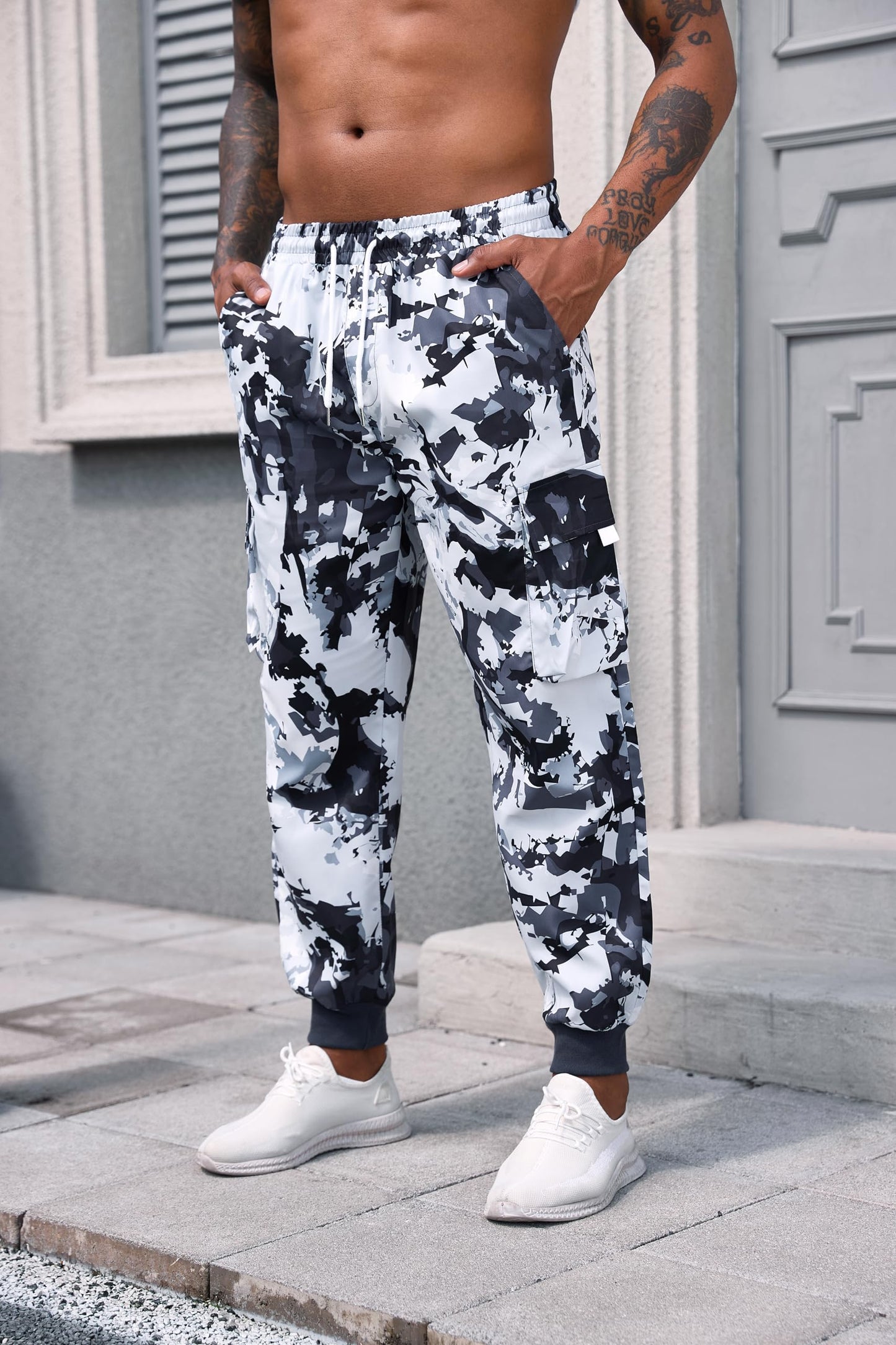 ZAFUL Men's Cargo Pants Drawstring Elastic Flap Pocket Street Baggy Pants Sweatpants