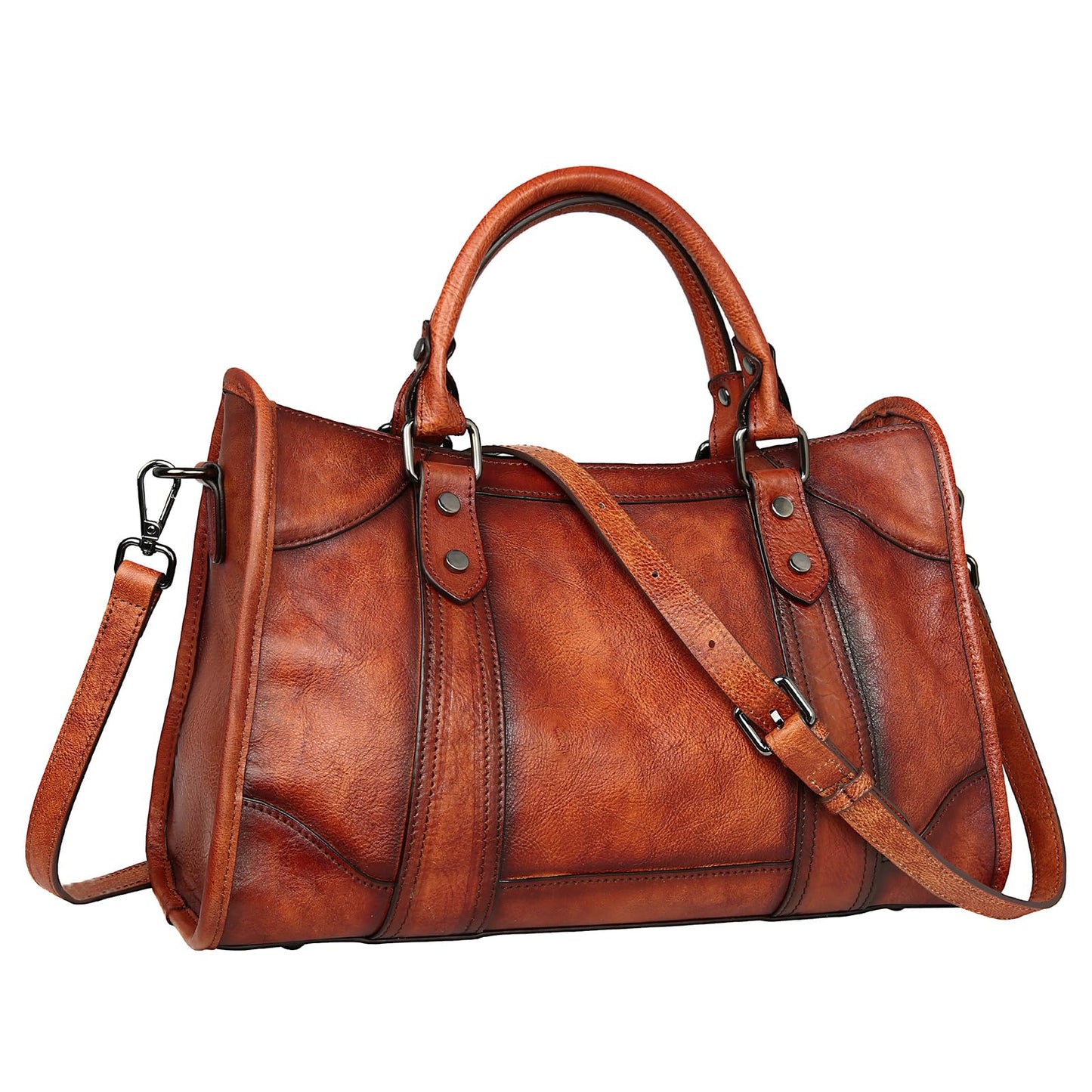 Iswee Brown Purses for Women Satchel Handbags Shoulder Bag Leather Tote Bag Large Crossbody Bag Hobo Ladies Vintage Purse (Dark Brown)