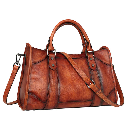 Iswee Brown Purses for Women Satchel Handbags Shoulder Bag Leather Tote Bag Large Crossbody Bag Hobo Ladies Vintage Purse (Dark Brown)