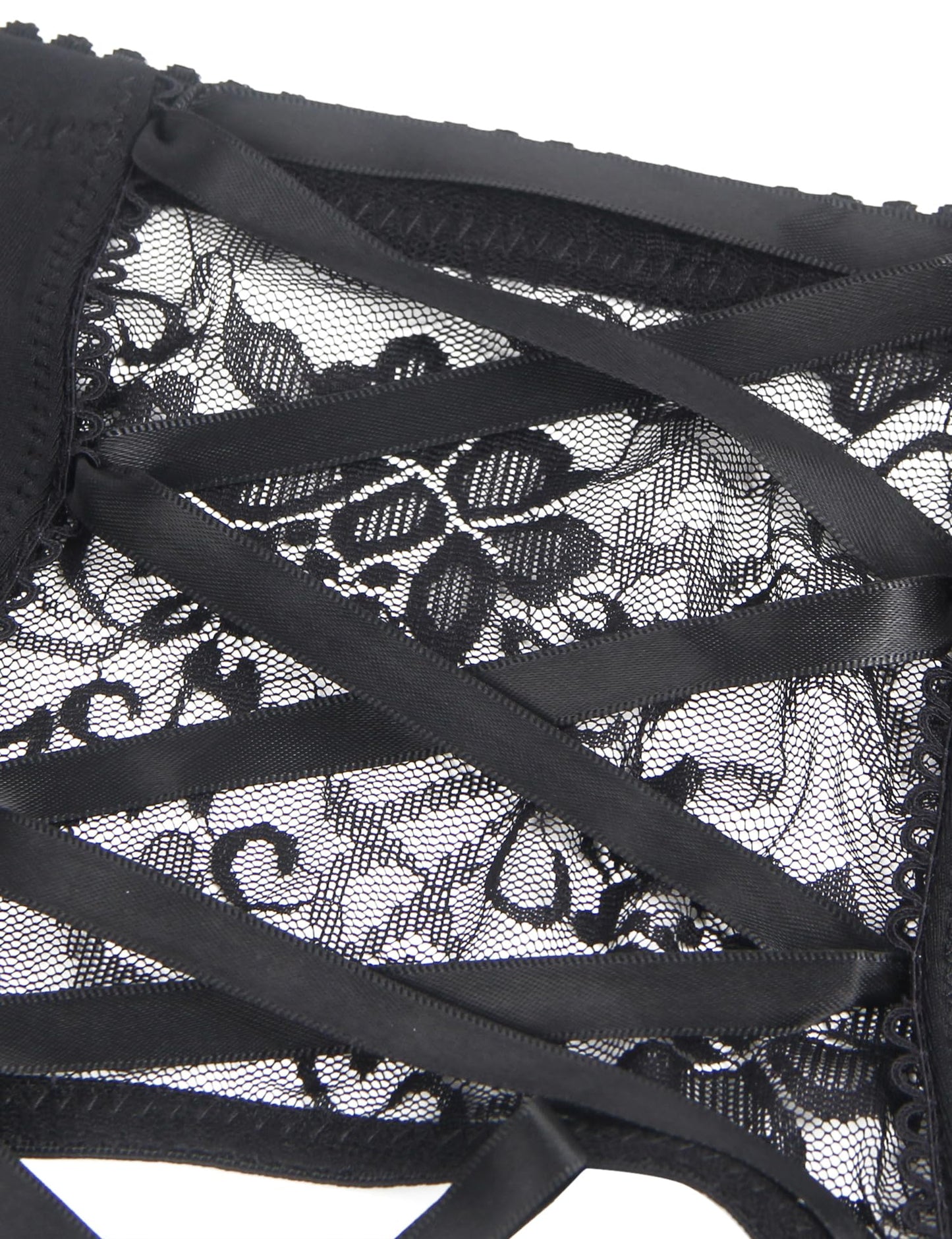 ohyeahlady Men's Sissy Gaters Belt Thong Panties lingerie Crossdressing G-string Bikini Briefs Underwear Suspender Garter Belt Black
