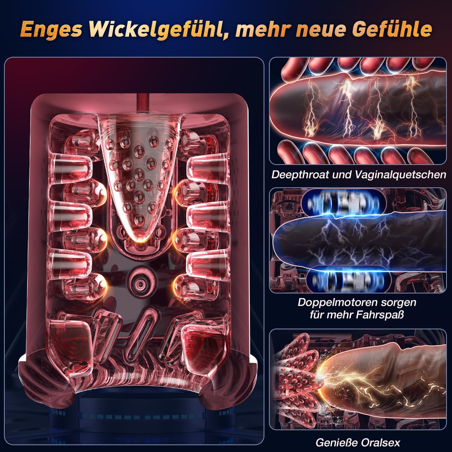 Masturbieren für Männer Masturbator Zungenleck 12s Penispumpe, Sex Spielzeug für die Männer 7 Saugen Rotierend Teleskopfunktion Taschenmuschi, Masturbatoren Vergrößerer APP Control Sex Toys