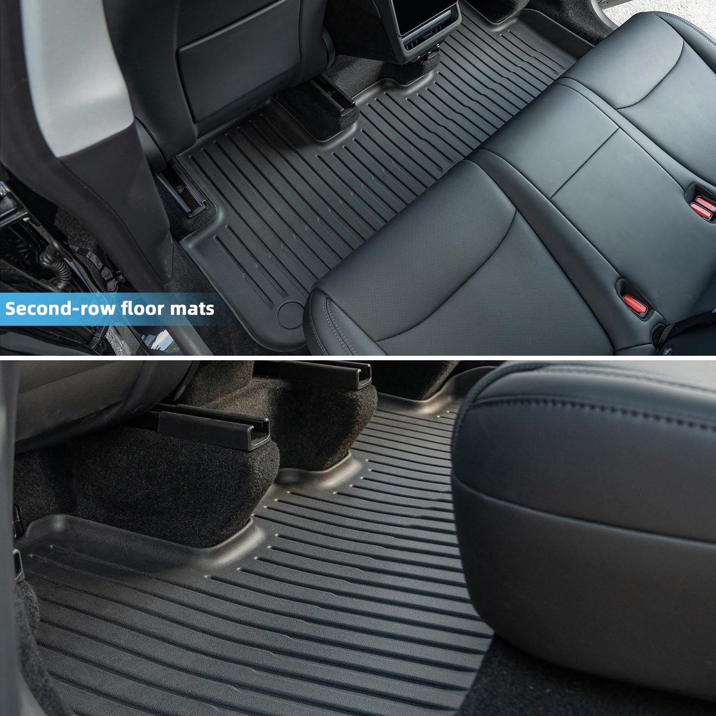 Maysoo 2025 2026 New Tesla Model Y Juniper Floor Mats Set Set of 6 Mats All Weather TPE Non-Slip Floor Liners and Front and Rear Trunk Liner (Only for Tesla Model Y Juniper)