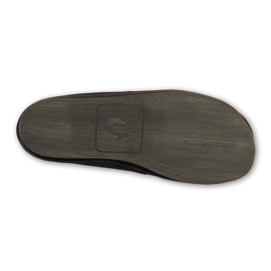 OLUKAI Moloa Slipper, Men's Premium Leather Slip-On Shoes, Soft Genuine Shearling Lining & Gel Insert, Drop-In Heel & All-Day Comfort, Clay/Dk Java, 10