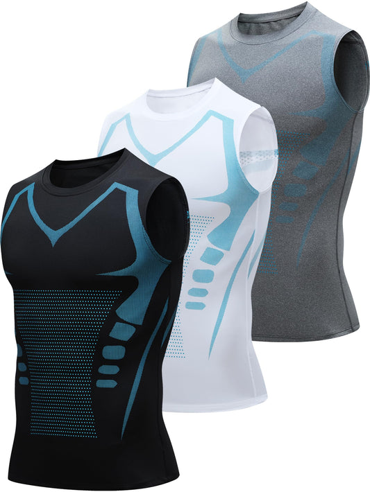3Pack Mens Running Sport Tank Tops Dry Fit Gym Wicking Athletic Mesh Breathable Cool Workout Sleeveless Shirts Base Layer