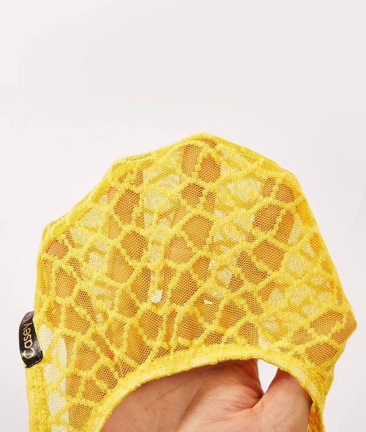 Casey Kevin Men's Thongs Underwear Sexy Lace G-String Bulge Pouch Breathable Panties Yellow