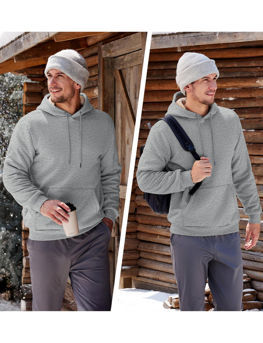 TACVASEN Hoodies for Men Pullover Sweatshirt Fleece Lined Sweatshirts Fashion Hoodies Athletic Sweatshirts Winter Cotton Hoodies Light Gray