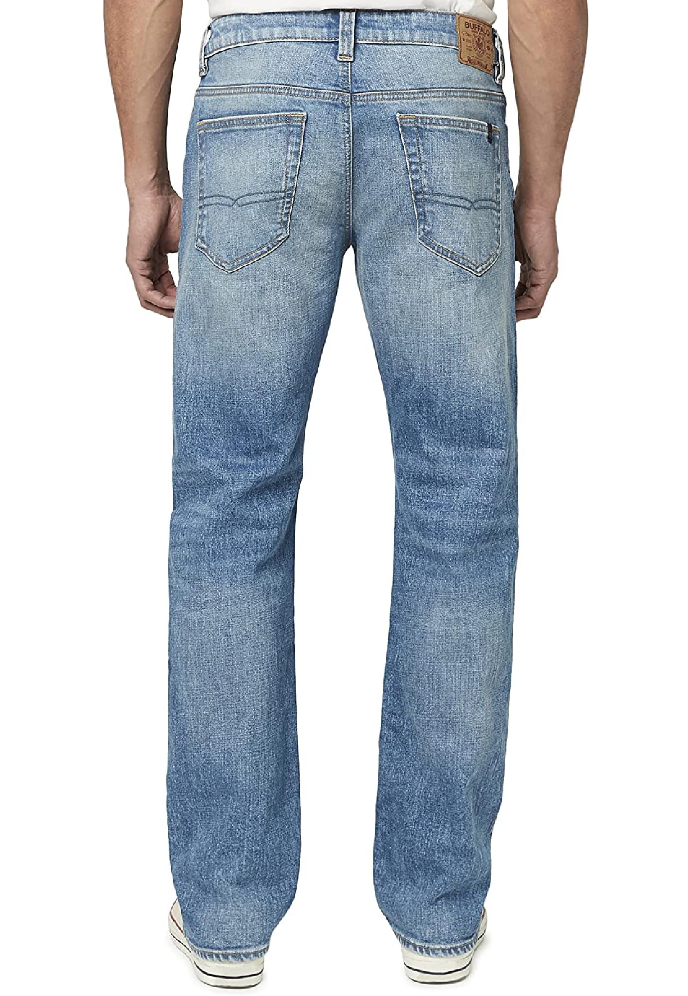 Buffalo David Bitton Men's Straight Driven Fashion Jean, Mid Blue Sanded, 30W x 30L