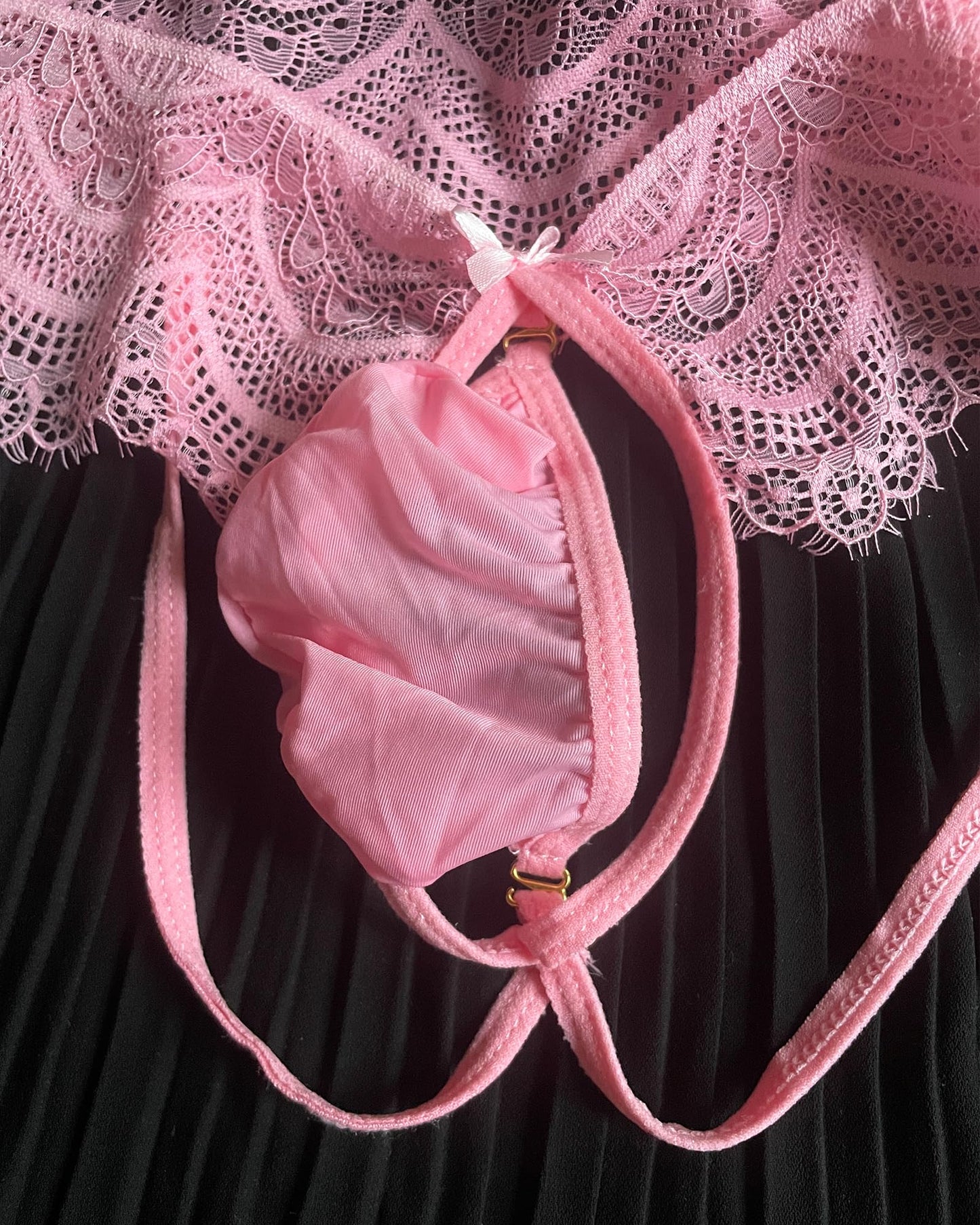 HAVBX Ultra-Soft Mens Sexy Pink Lace Jockstraps Underwear, Sissy Lingerie Bulge Pouch Panties For Men Crossdressers(US, Alpha, One Size, Regular, Regular, Pink)